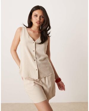 Jdy Tie Waist Linen Mix Shorts Co-ord - Natural