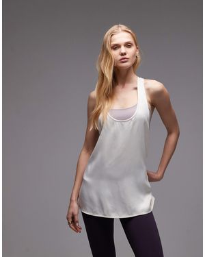 ARKET Satin Vest Top With Racer Back - Gray