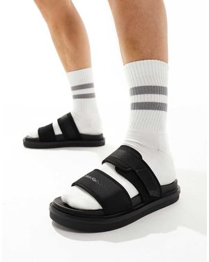 Calvin Klein Sandali Neri Con Doppie Fascette - Bianco