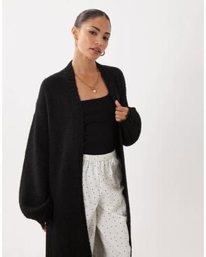 Miss Selfridge Maxi Cardigan With Lace Cuff Detail - Black