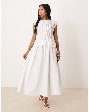 ASOS Ruched Panelled Maxi Dress - Natural