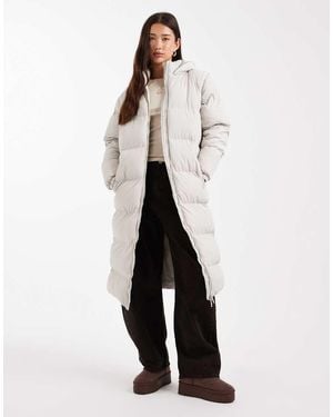 Brave Soul Hooded Padded Maxi Jacket With Detachable Sleeves - White