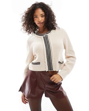 Object Zip Up Knitted Short Cardigan - White
