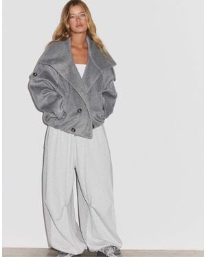 Stradivarius Oversize-mantel mit hohem kragen - Grau