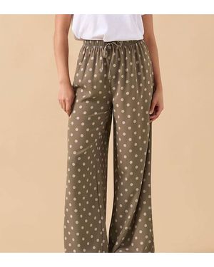PixieGirl Petite Spot Wide Leg Trousers - Natural