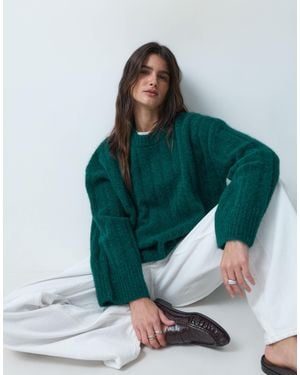 ASOS Wide Rib Boxy Crew Sweater - Green