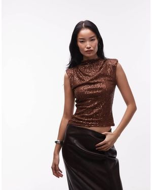ASOS – hochgeschlossenes pailletten-oberteil - Braun