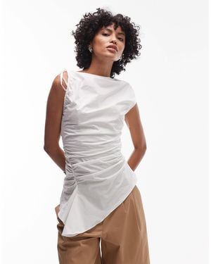 TOPSHOP Gathered Detail Top - White