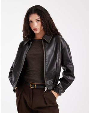 Wednesday's Girl Wednesdays Girl Faux Leather Oversized Jacket - Black
