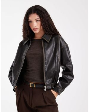 Wednesday's Girl Wednesdays Girl Faux Leather Oversized Jacket - Black