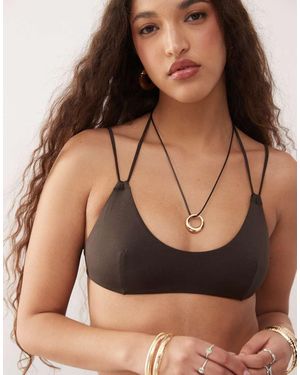 Weekday Top Bikini Scuro Con Laccetti Multipli - Nero