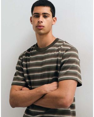 Gap Heavyweight Cropped Striped T-Shirt - Grey