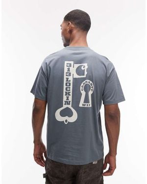 Carhartt Vestige Lock Back Print T-Shirt - Blue