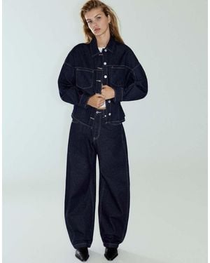 Pull&Bear Balloon Jeans With Belt Loops - Blue