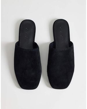 TOPSHOP Lillie Real Suede Round Toe Flat Shoe - Blue
