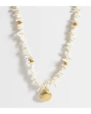 Orelia Collana Appariscente Placcata 18 Carati Con Frammenti Color Crema E Conchiglia - Metallizzato