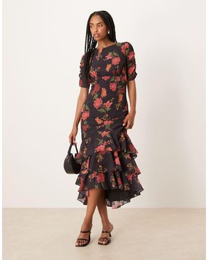 ANAYA Ruched Sleeve Midi Dress - Natural