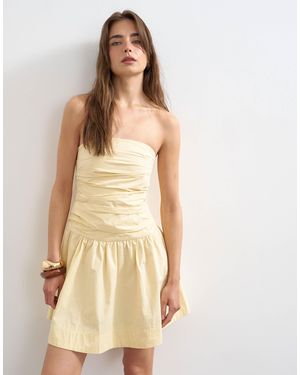 TOPSHOP Ruched Bandeau Mini Dress - Natural