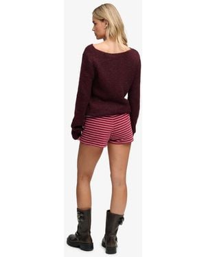Superdry Athletic Essentials Fold Over Towelling Shorts - Red
