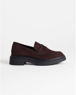 TOPSHOP Cade Faux Suede Chunky Sole Loafers - Brown