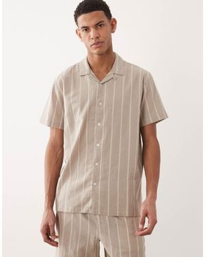 Brave Soul Short Sleeve Shirt Co-ord With Revere Collar - Natural