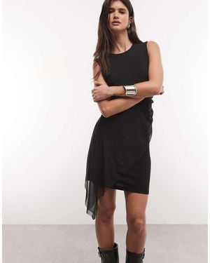 AllSaints Riley Sleeveless Ruched Mesh Mini Dress - Black