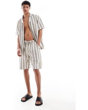 Sol Beach Stripe Crochet Beach Shorts - White