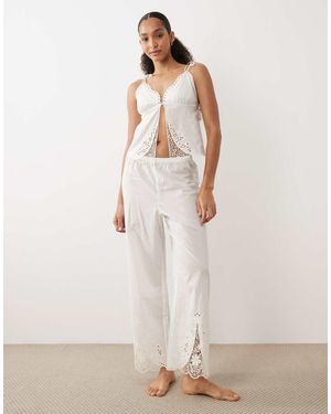 Abercrombie & Fitch Pantalones De Pijama De Novia Blancos De Pernera Ancha De (Parte De Un Conjunto) - Neutro