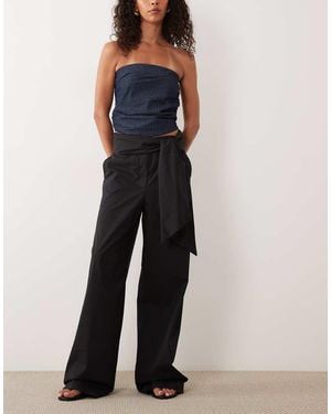 Mango Tie Waist Tailored Trousers - Blue