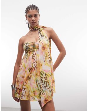 AFRM – whyte – trägerloses, gemustertes minikleid - Pink