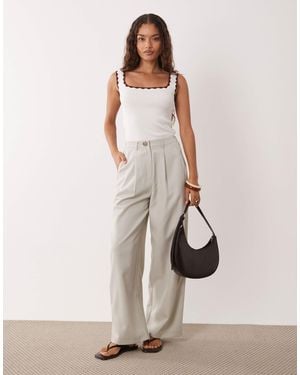 Miss Selfridge Tailored Wide Leg Trouser - Natural