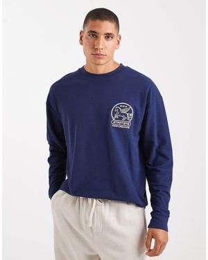 ASOS – lässig geschnittenes, langärmliges t-shirt - Blau