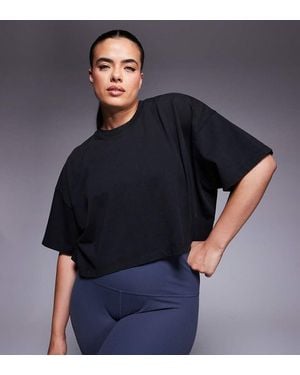 4505 Curve Icon Heavyweight Cotton Cropped T-shirt With Quick Dry Finish - Blue