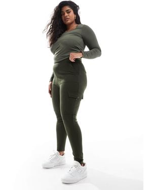 Yours Cargo Pocket Ponte Leggings - Green