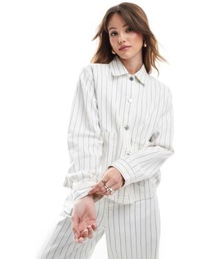 Pull&Bear Oversized Denim Jacket - White