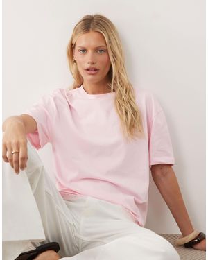 ASOS Oversized T Shirt Co-ord With Lace Trim At Hem - Pink