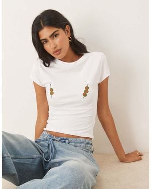 ASOS Baby Tee With Olive Placement Graphic - White