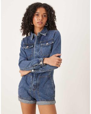 Glamorous Denim Playsuit - Blue