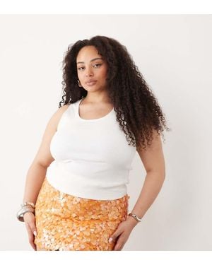 ASOS Asos Design Curve Layered Sequin Mini Skirt - White
