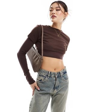 Edikted – vick – kurzes lagen-t-shirt - Braun