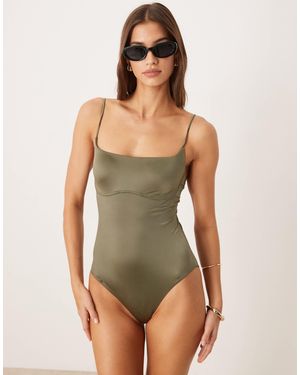 Calvin Klein Luxe Sheen One Piece Swimsuit - Green