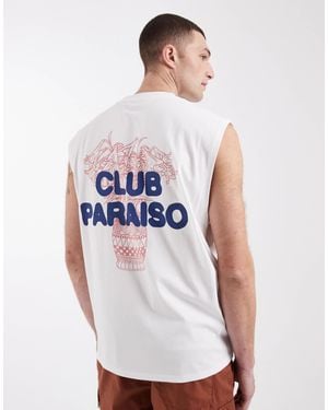 ASOS Oversized Tank With Bubble Floral Back Print - White