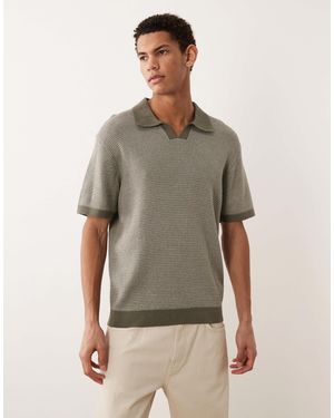 Jack & Jones Premium Split Neck Knitted Top - Gray