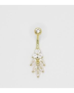 Lovisa Plated Titanium Marquise Diamante Belly Bar - Metallic