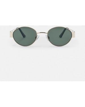 Pull&Bear Metallic Oval Sunglasses - Green