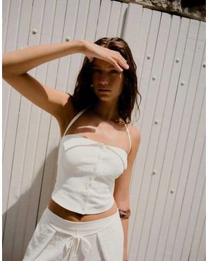 Bershka Halter Button-up Vest - White