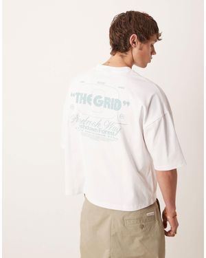 ASOS – kastiges oversize-t-shirt aus schwerem stoff - Weiß