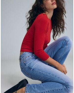 Stradivarius D98 straight-leg-jeans mit vintage-effekt - Blau