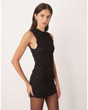 Y.A.S Top Sin Mangas Con Patrón Tridimensional Texturizado De - Negro