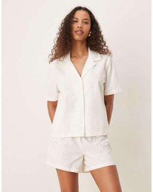 Jdy Embroidery Loose Shirt Co-ord - White